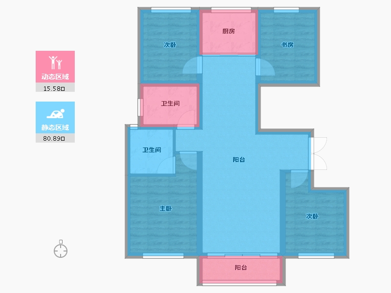 陕西省-榆林市-城市之光小区-85.64-户型库-动静分区