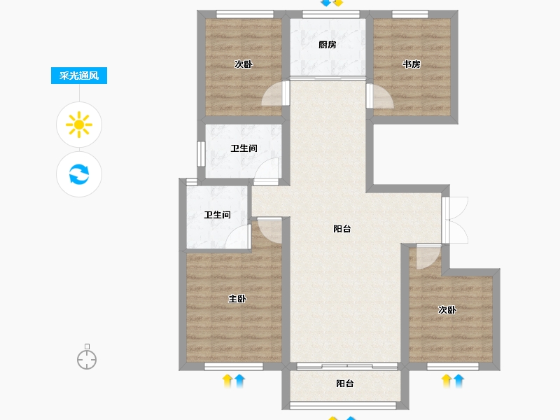 陕西省-榆林市-城市之光小区-85.64-户型库-采光通风