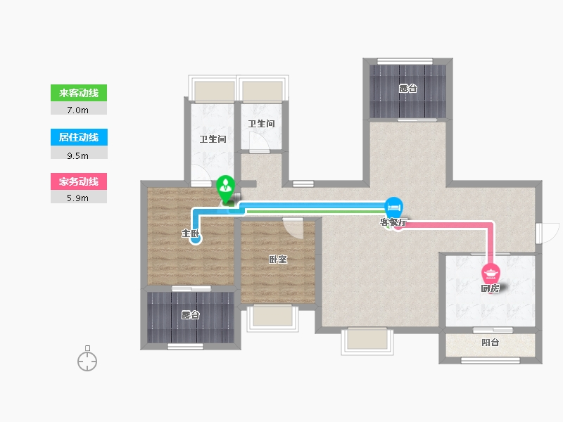 海南省-海口市-龙岸·君粼-100.85-户型库-动静线