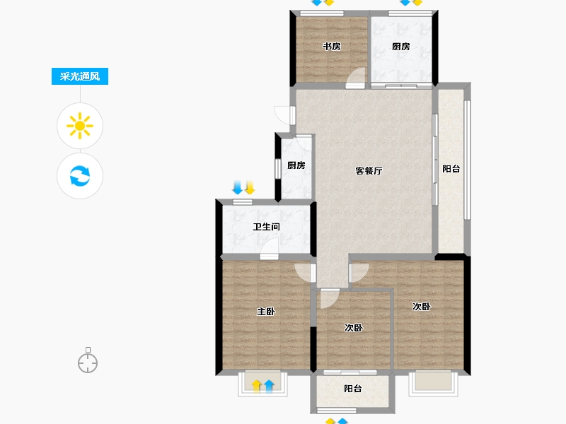 浙江省-绍兴市-碧桂园棠樾府-115.07-户型库-采光通风