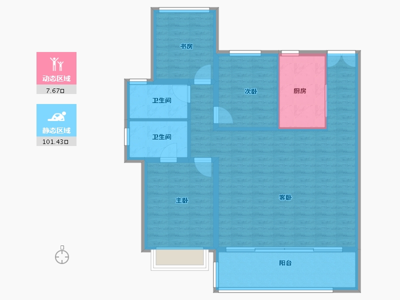 陕西省-西安市-山水华府-99.35-户型库-动静分区