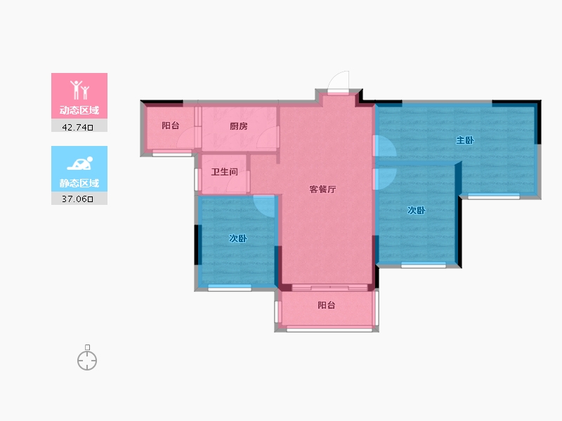 重庆-重庆市-金辉云缦长滩-71.11-户型库-动静分区