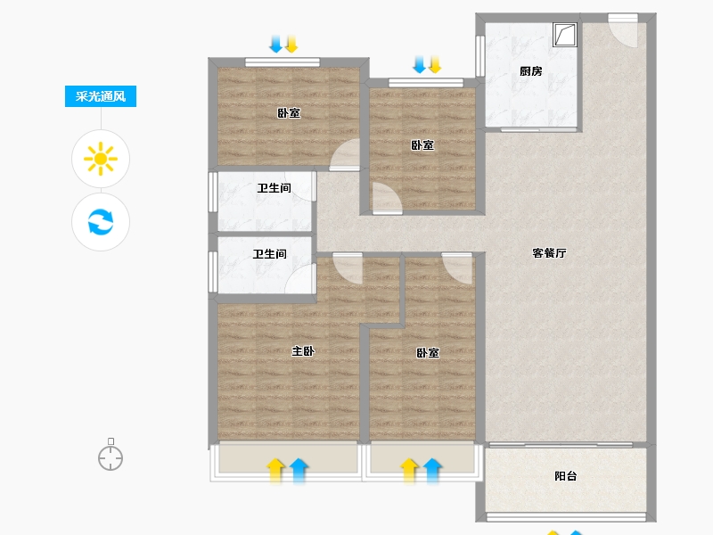 江苏省-镇江市-碧桂园凤凰城-115.34-户型库-采光通风