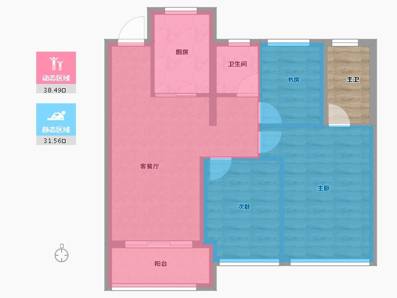 江苏省-南京市-美都·星屿熹-66.75-户型库-动静分区