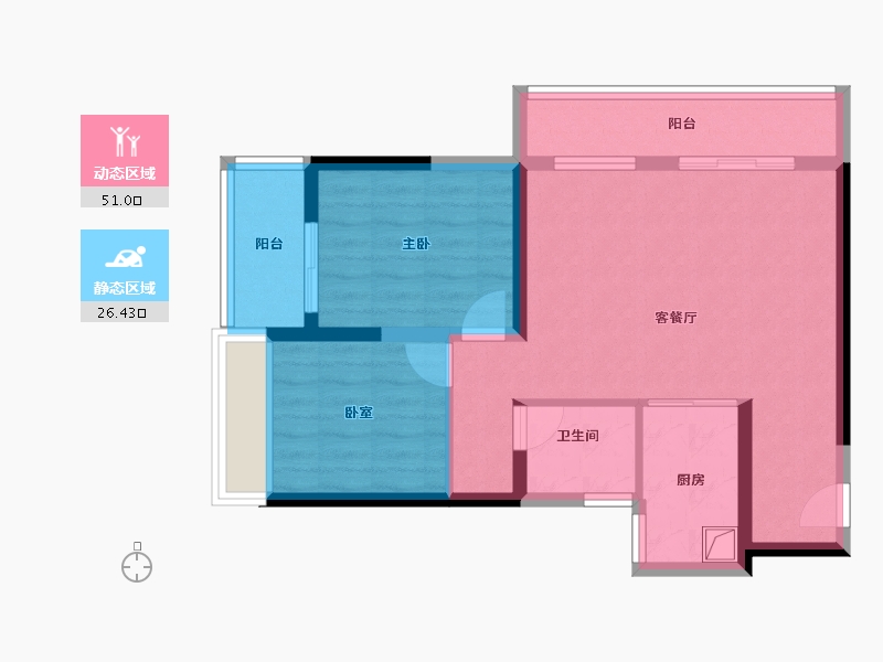 陕西省-西安市-华清园·文津观澜-68.25-户型库-动静分区