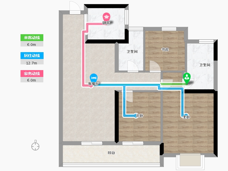 浙江省-杭州市-中天珺楠府-80.00-户型库-动静线