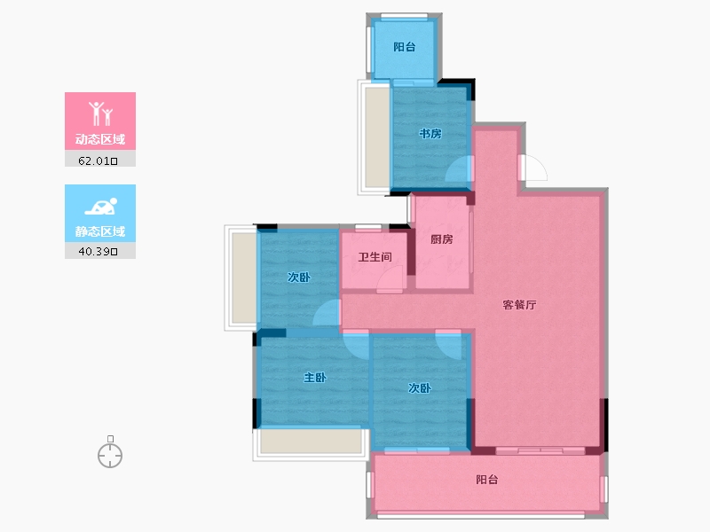 云南省-曲靖市-愿景水岸学府-91.65-户型库-动静分区