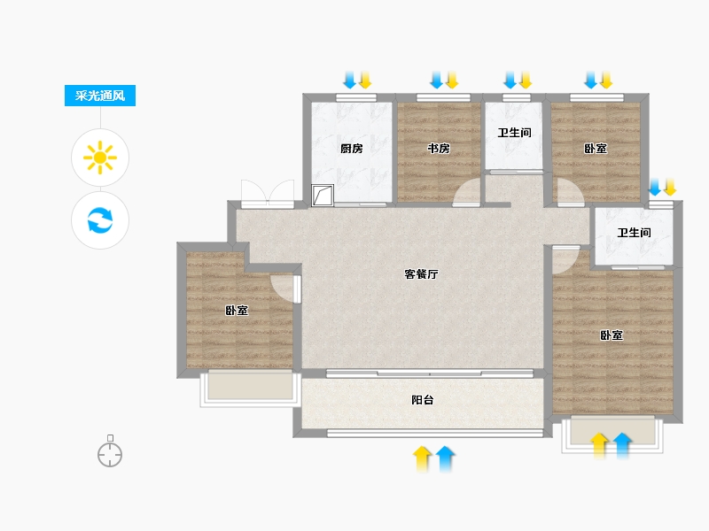 陕西省-西安市-天地源·永安华-101.93-户型库-采光通风