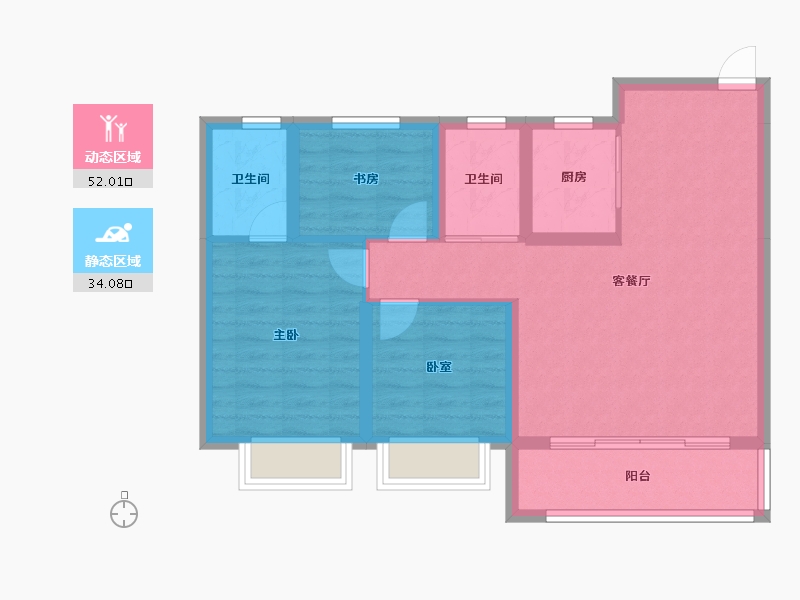 陕西省-西安市-西港澜庭-76.97-户型库-动静分区