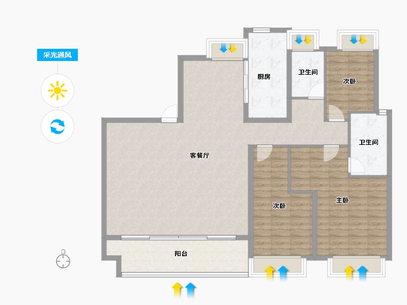 江西省-上饶市-湖城春晓-128.67-户型库-采光通风