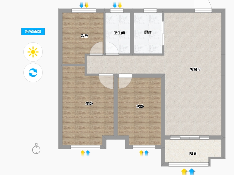 河北省-沧州市-保利拉菲公馆-86.10-户型库-采光通风