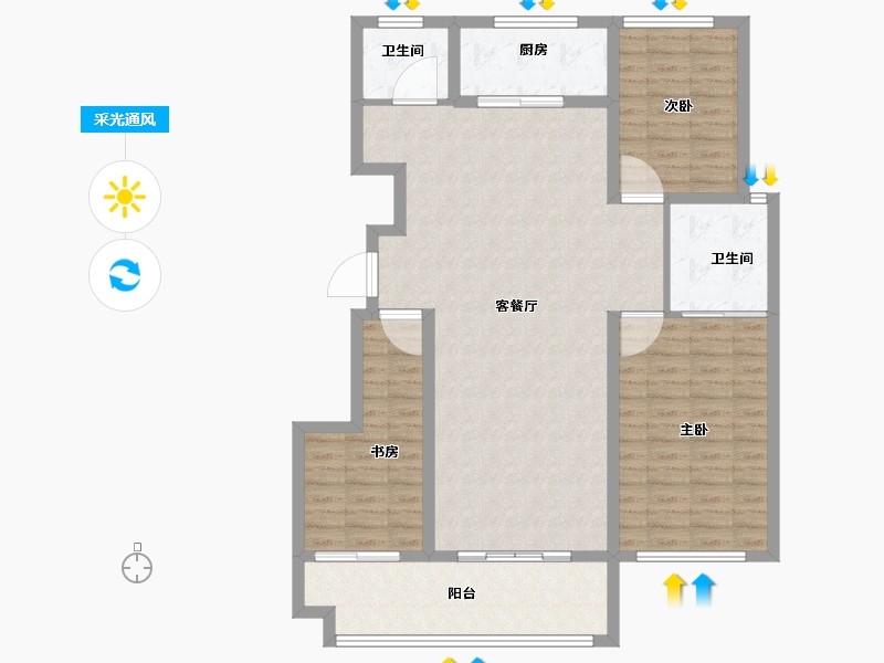 河南省-三门峡市-天河城·璞园-110.41-户型库-采光通风