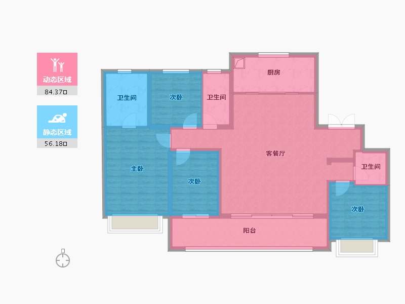 陕西省-西安市-天地源·永安华-126.83-户型库-动静分区