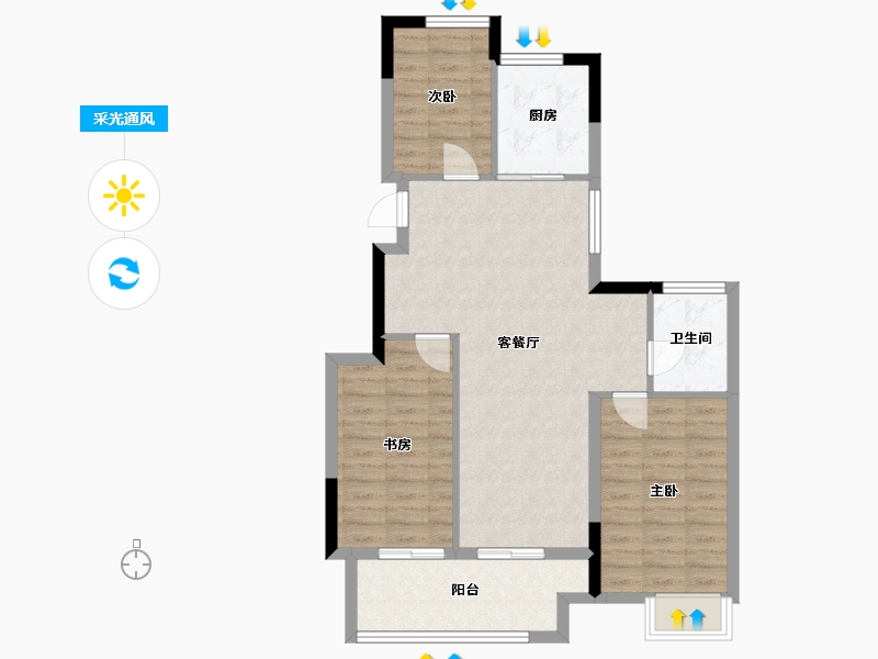 四川省-成都市-绿城明月蘭庭-82.37-户型库-采光通风