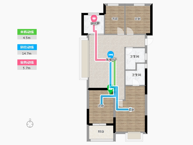 浙江省-杭州市-能建城发瞰奥府-88.57-户型库-动静线