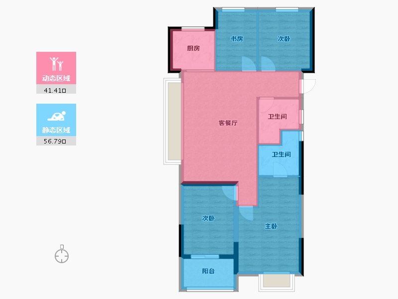 浙江省-杭州市-能建城发瞰奥府-88.57-户型库-动静分区