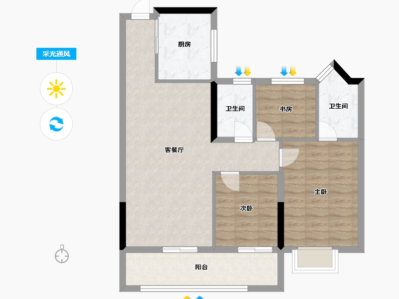 浙江省-杭州市-澳海百合云泽赋-80.00-户型库-采光通风