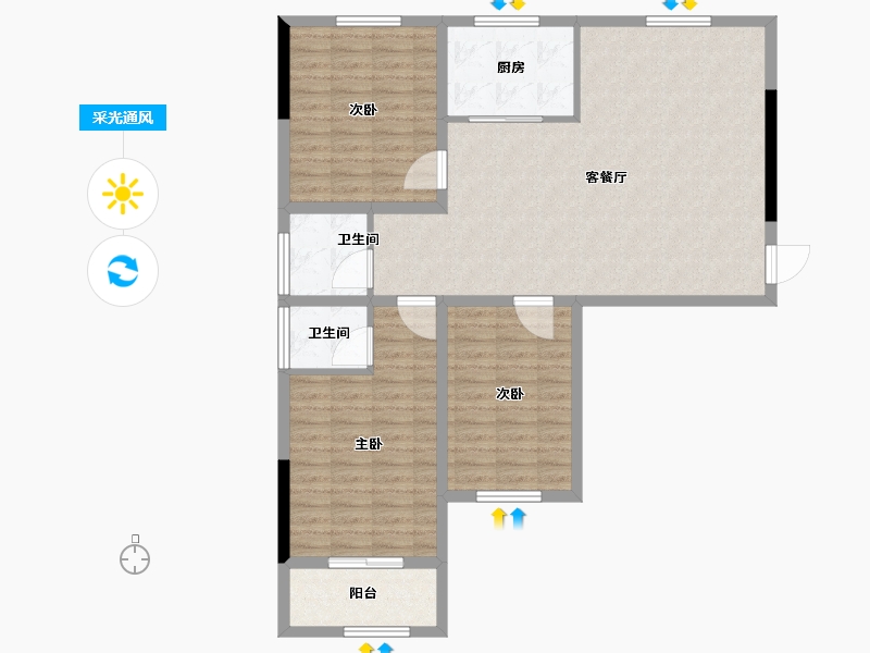 河南省-南阳市-长安福邸-106.00-户型库-采光通风