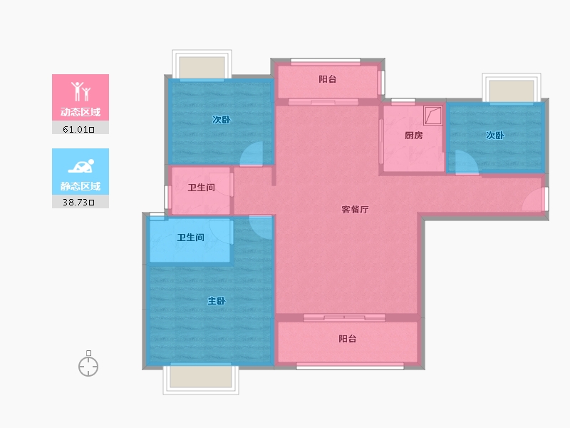 福建省-泉州市-翰文府-89.60-户型库-动静分区