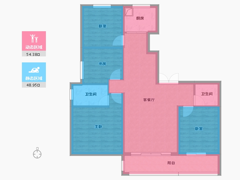 陕西省-榆林市-万居·榆溪印-92.63-户型库-动静分区