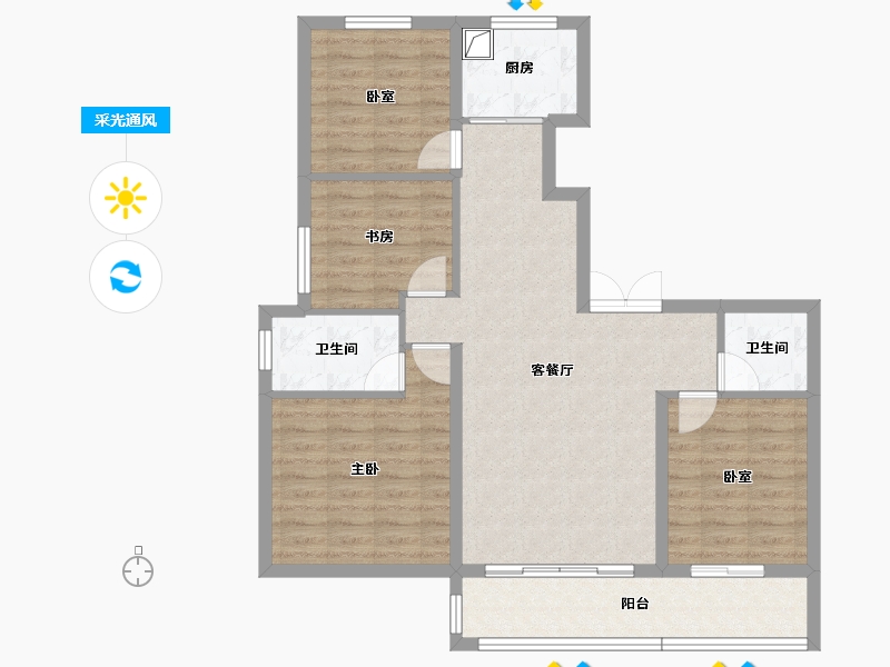 陕西省-榆林市-万居·榆溪印-92.63-户型库-采光通风