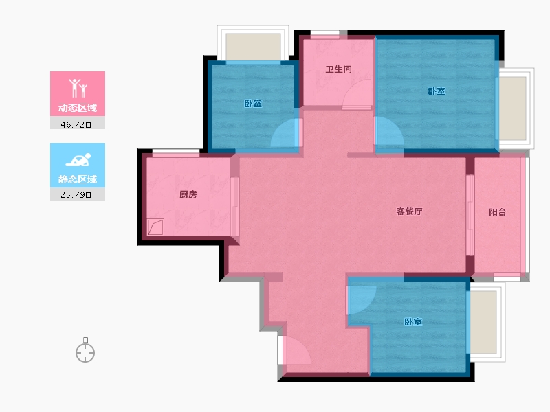 云南省-昆明市-华发书香云海-63.96-户型库-动静分区