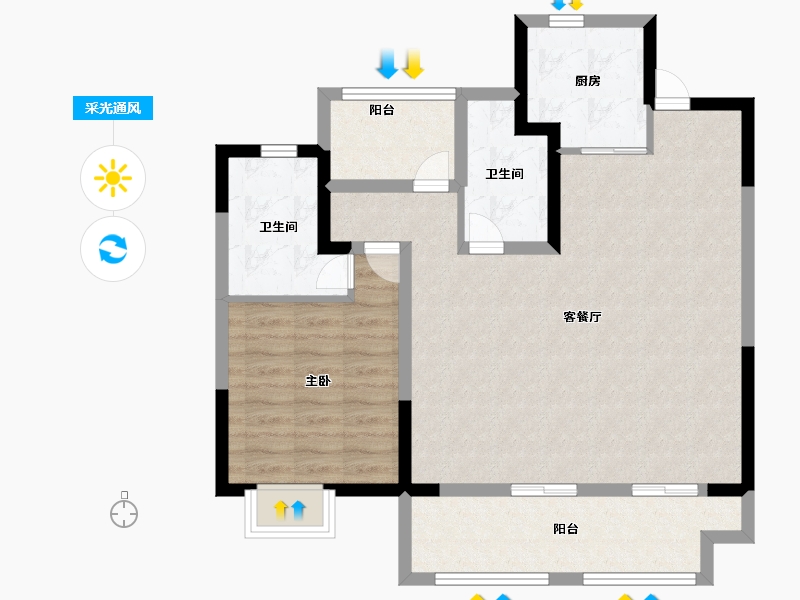 安徽省-合肥市-绿城溪山禾苑-84.00-户型库-采光通风