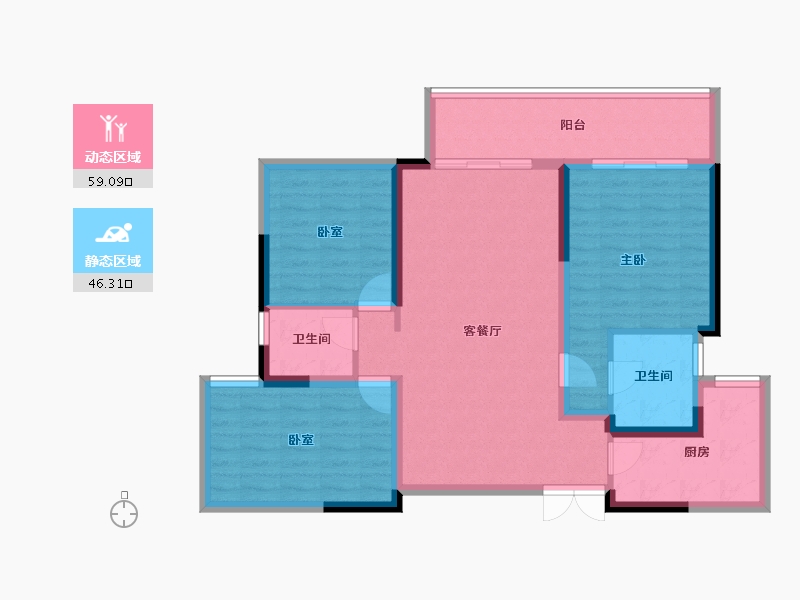 四川省-成都市-长冶南阳御龙府-94.48-户型库-动静分区