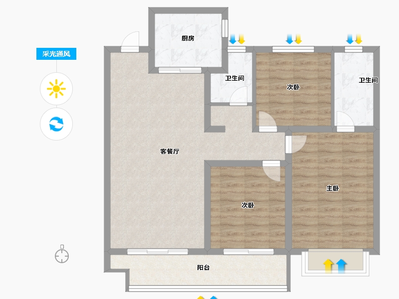 河北省-石家庄市-泰发祥时光雅境-90.00-户型库-采光通风