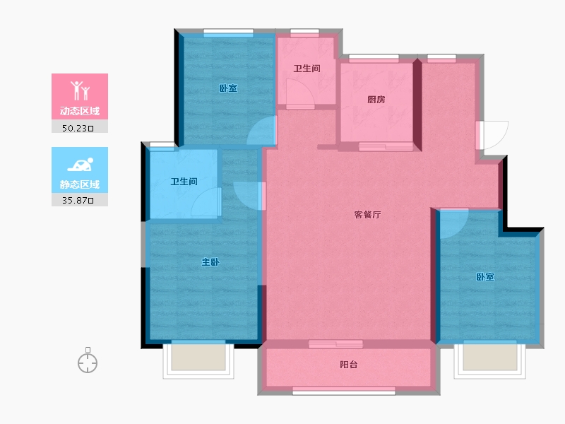 天津-天津市-建投·誉山院-76.51-户型库-动静分区