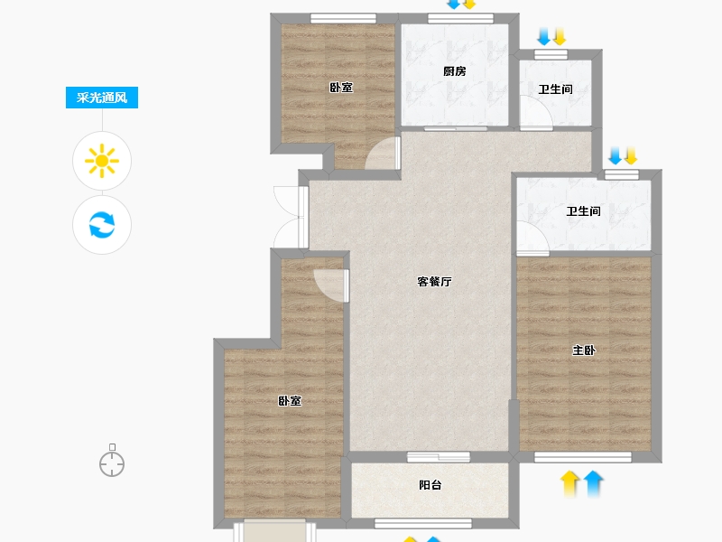 江苏省-徐州市-田昌文澜院-92.00-户型库-采光通风