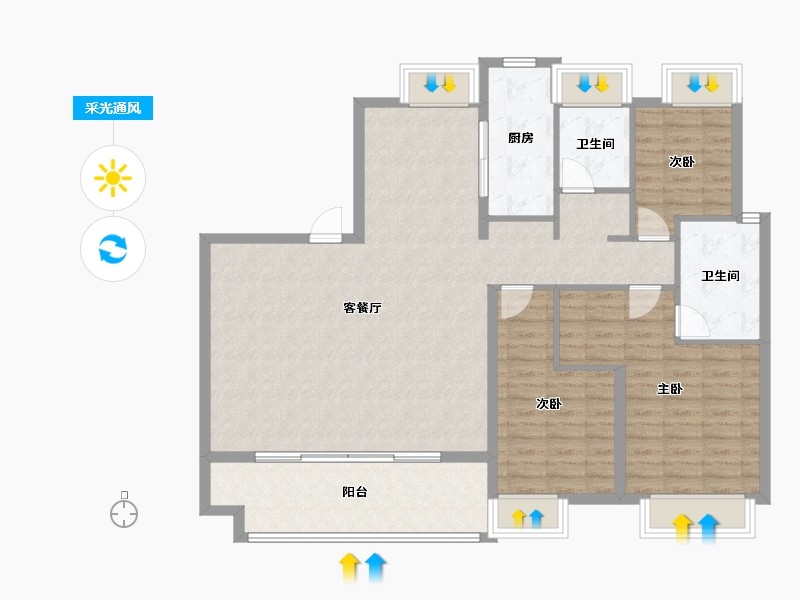 江西省-上饶市-湖城春晓-117.02-户型库-采光通风