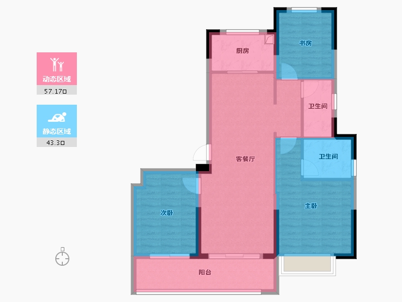 浙江省-宁波市-光映和府-90.40-户型库-动静分区