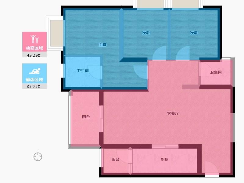 云南省-昆明市-佳兆业城市广场-72.99-户型库-动静分区