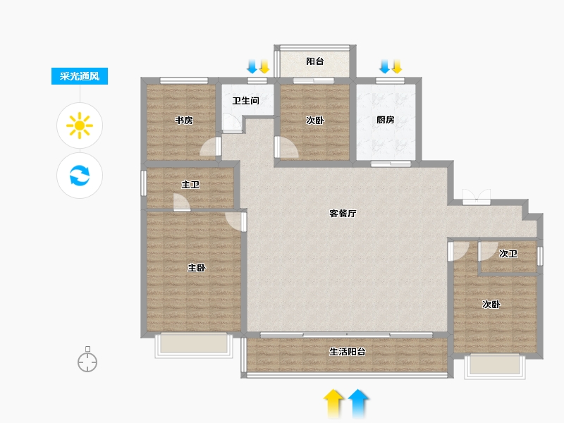 重庆-重庆市-港埠三区-152.00-户型库-采光通风