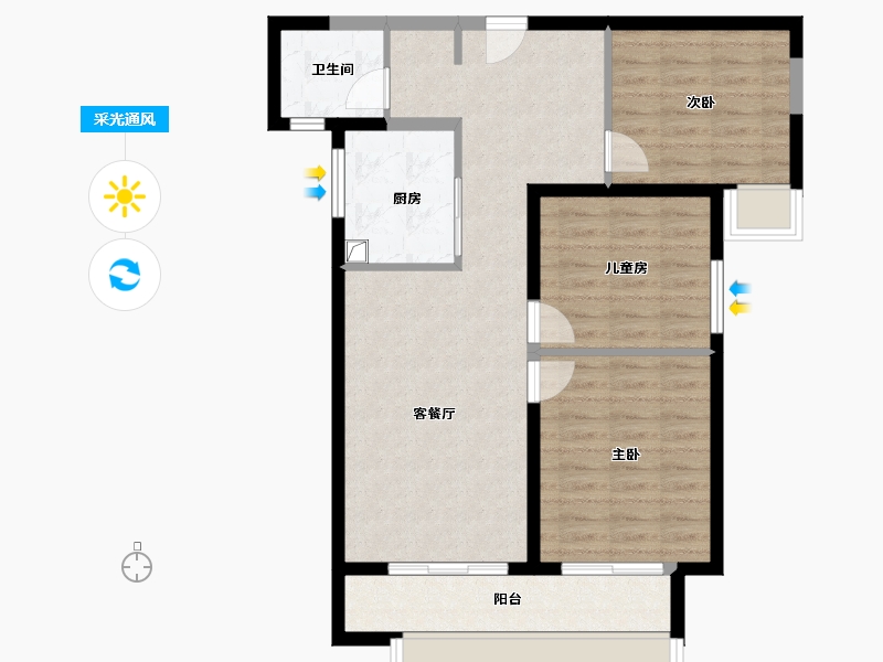 甘肃省-兰州市-万科水晶城-80.00-户型库-采光通风