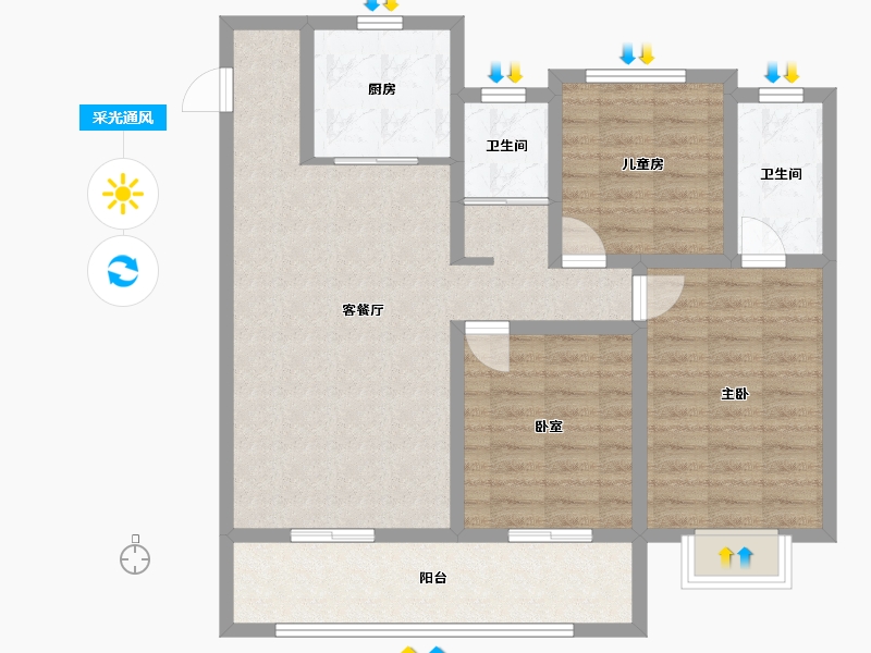 甘肃省-庆阳市-学熙府-91.14-户型库-采光通风