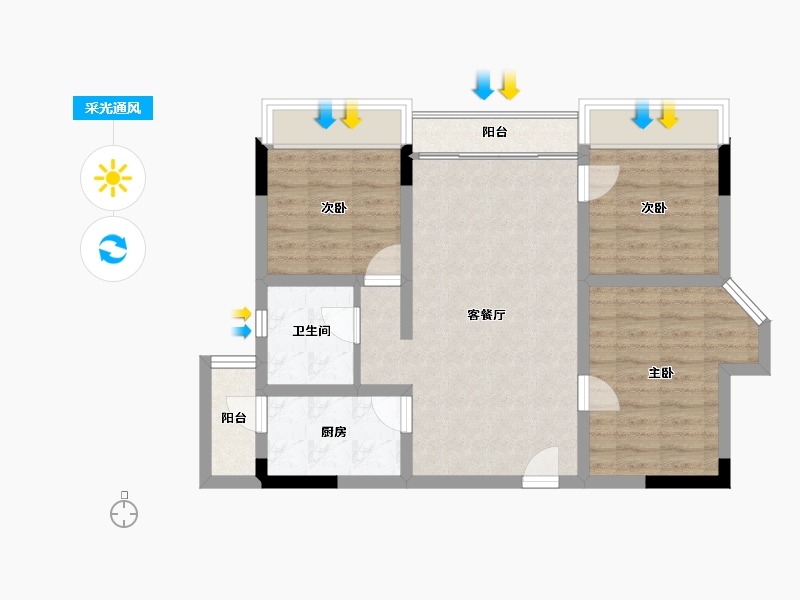 云南省-曲靖市-愿景水岸学府-71.23-户型库-采光通风