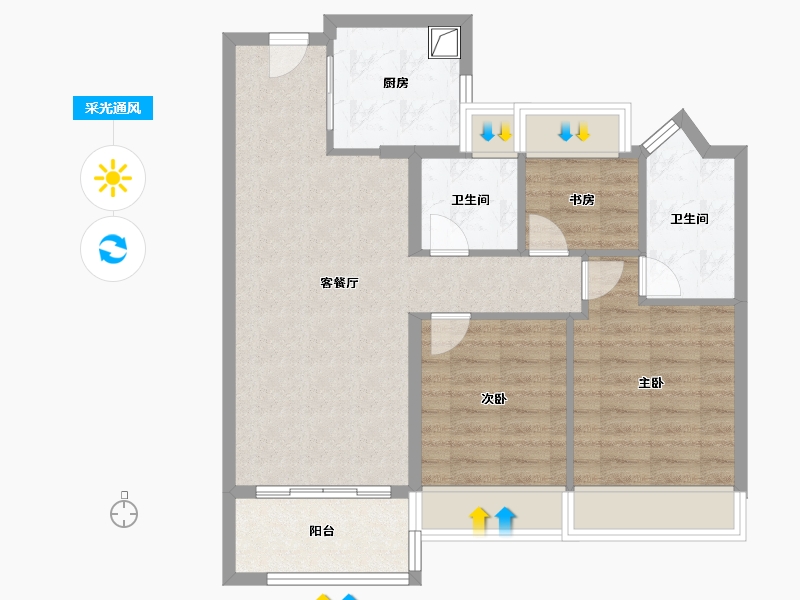 上海-上海市-建发观唐府-74.40-户型库-采光通风