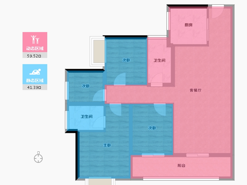 广东省-佛山市-保利灯湖天珺-90.12-户型库-动静分区