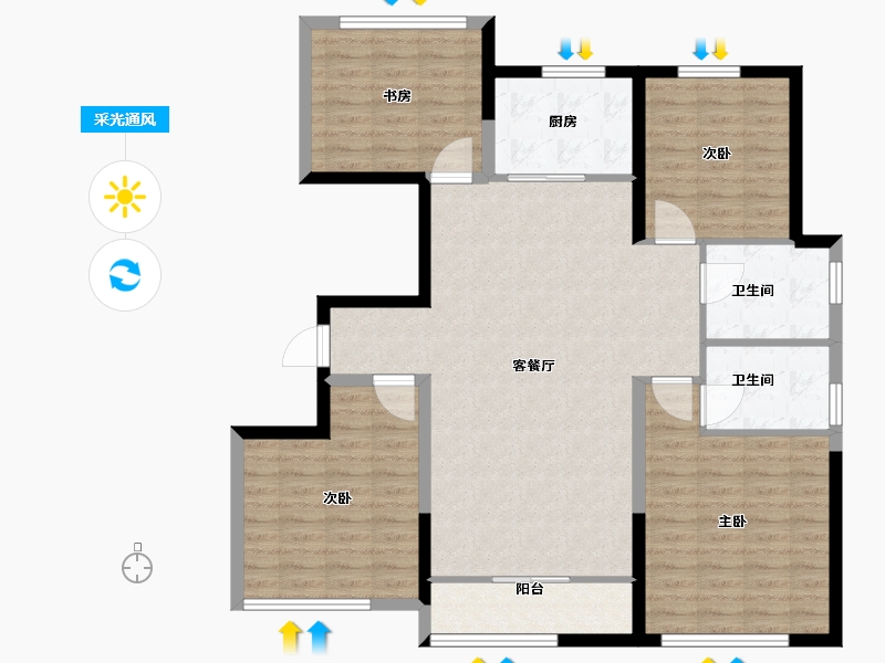 甘肃省-兰州市-中海铂悦世家-112.00-户型库-采光通风