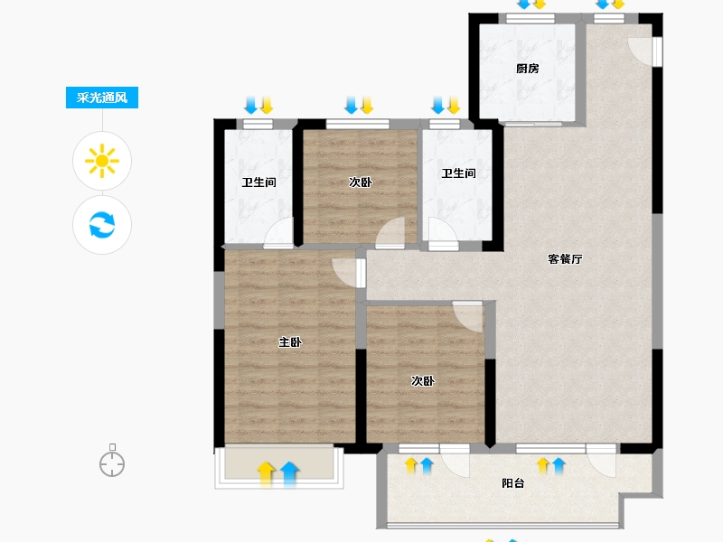 山东省-青岛市-国信溪地美岸-94.00-户型库-采光通风