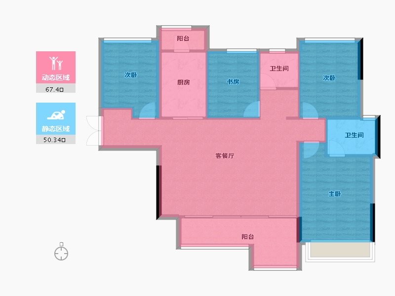 四川省-成都市-中铁卓著-107.20-户型库-动静分区