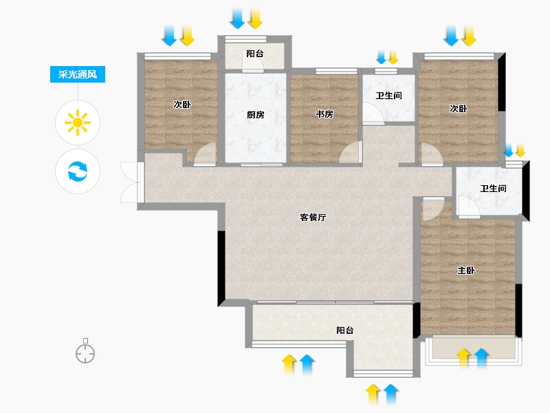 四川省-成都市-中铁卓著-107.20-户型库-采光通风