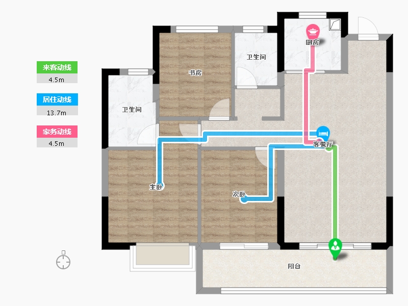 浙江省-宁波市-光映和府-90.40-户型库-动静线