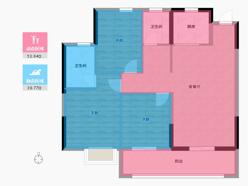 浙江省-宁波市-光映和府-84.16-户型库-动静分区