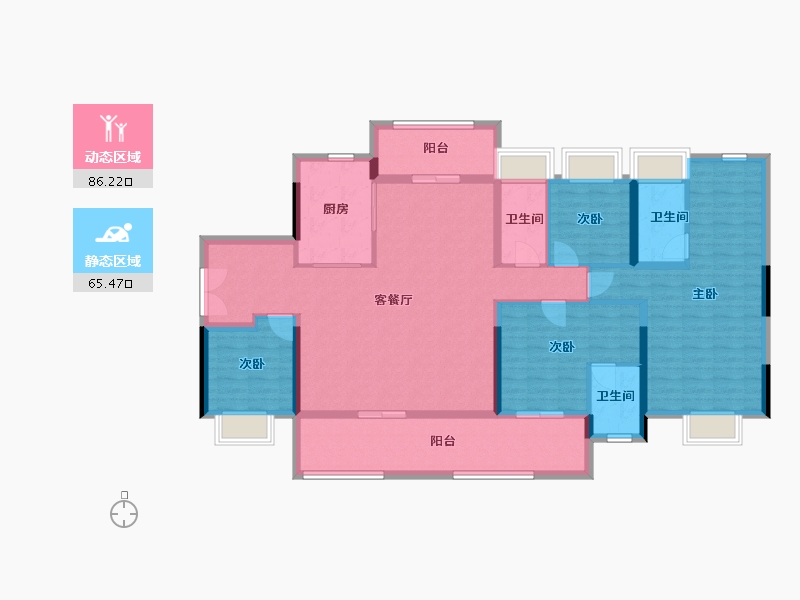 广东省-佛山市-保利灯湖天珺-136.58-户型库-动静分区