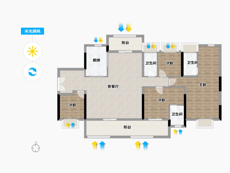 广东省-佛山市-保利灯湖天珺-136.58-户型库-采光通风