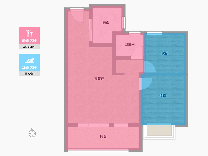 浙江省-宁波市-光映和府-57.24-户型库-动静分区