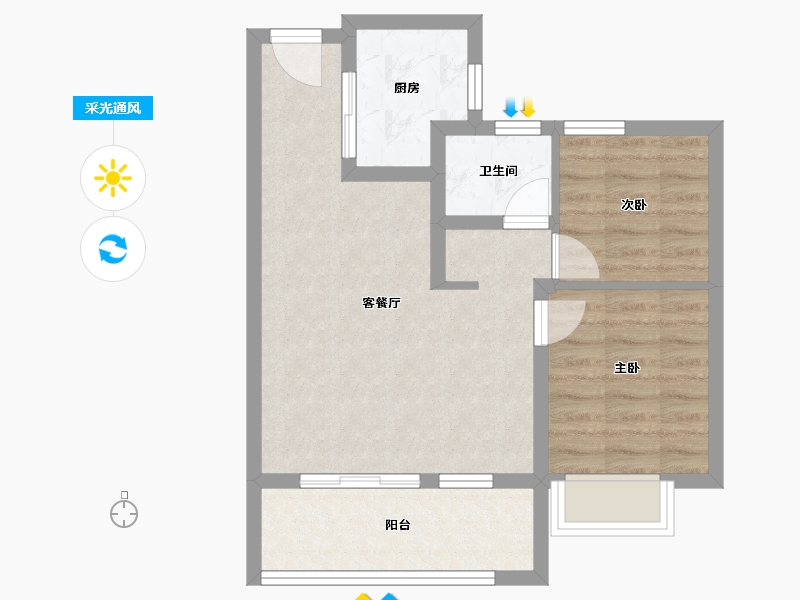 浙江省-宁波市-光映和府-57.24-户型库-采光通风